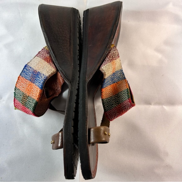 Acosta Leather Sandals 6 Womens Inka Leather Boho Southwestern - Picture 2 of 9